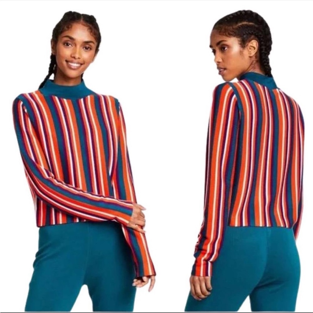 NWT Victor Glemaud x Target Womens Large Multicolor Vertical Stripes Knit Top